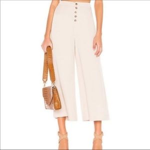 NWT Sugar +Lips White Cropped Linen Blend Trousers | Off White